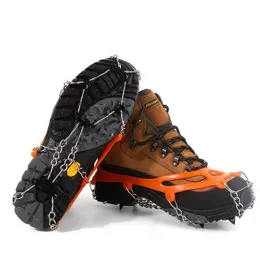 Pinça qualidade ao ar livre escalada antiderrapante crampons inverno caminhada 8 dentes pesca no gelo sapatos de neve aço manganês deslizamento sapato cobre