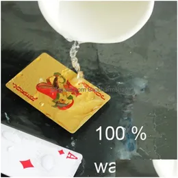 Andra festliga festförsörjningar 24K Gold Spelkort Poker Game Deck Foil Set Plastic Magic Card Waterproof Drop Delivery Home Garden Dhjqg