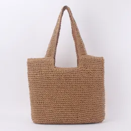 Fashion Simple One Shoulder Straw Bag Mori Style Hand-Woven Bag Casual Versatile Large Capacity Beach Bag