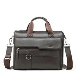 Saco norbinus couro genuíno dos homens casual mensageiro ombro crossbody sacos bolsas de escritório viagem negócios maleta