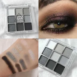 Sombra de olho 9 cores Cool Toned Eyeshadow Palette Preto Smokey Palette Matte Glitter Eyeshadow Palette Smoky Eye Shadow Pigmentos PalettL2403