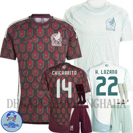 Mexiko Soccer Jersey Chicharito 2024 Copa America Cup Camisetas Kids Kit National Team Home Away Player Version Football Shirt Gimenez Lozano 1985 Retro Maillot