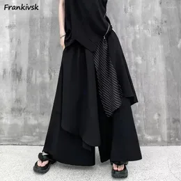 Kvinnors byxor kvinnor asymmetrisk personlighet streetwear baggy byxor japansk stil klassisk avancerad retro elastisk midja chic enkel