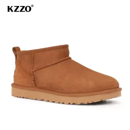 Sandálias Novo 2022 estilo básico mini mini inverno ovelha botas de neve mulheres mulheres impermeabilizadas lã de lã natural tornozelo quente sapatos planos 3544