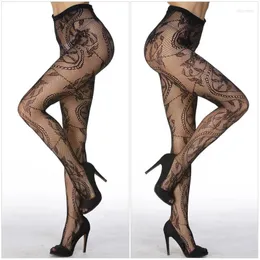 Meias femininas est sexy lingerie transparente preto fishnet meia listra elástica meias coxa sheer collants bordado meia-calça