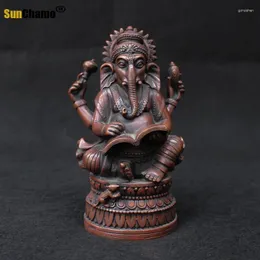 Estatuetas decorativas antigo cobre puro elefante tronco deus da riqueza tântrico tailandês buda tibetano estátua casa mobiliada feng shui bronze