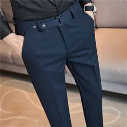 Mens Dress Pants Fashion Belt Design Sticked Set Pants Simple Large Elegant Mens Formal Mens Pants High Quality Sales 240318