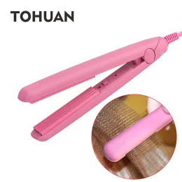 Irons Tohuan Pink Mini Fluffy Hair Crimp Iron Ceramic Hair Strainter Iron Hair Crimper Small Corrugated Iron Chapinha Frisyr