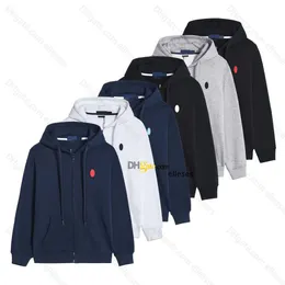 Mens Polos jacka broderi huva ralphs lauren ponny tröja hoodies män solida tröjor avslappnad med en huva dragkedja ytterkläder bomull asiatisk s-xxl