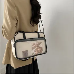 أكياس الكتف حقيبة حمل المرأة 2024 لينة من الجلد الناعم سعة كبيرة من السيدات الشفافة حقائب اليد لطلاب الجامعات