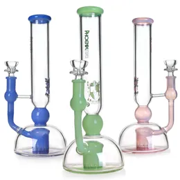 Phoenixstar 10 인치 흡연 Bong Hookah Glass Water Bongs Recycler Water Pipe Glass 색상 샤워 헤드 Perc 흡연 워터 파이프