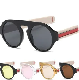Moda feminina retro óculos de sol lente redonda óculos de sol antiuv óculos tricolor óculos de sol a5765850