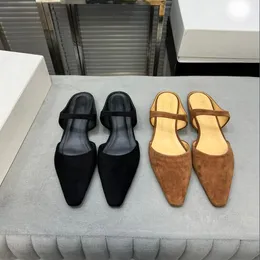 Lyxdesigner Kvinnor Sandaler Retro Baotou Muller Half Slipper Low Heel Slippers Summer New Square Headed Flat Heel Sandal