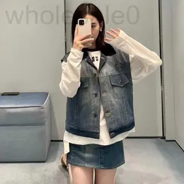 Women's Jackets designer Nanyou High Version 24 Early Spring Miu Home Denim Coat Lazy Style Slim Button Tank Top Vest UTKD