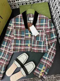 Women's Jackets designer 23 Early Autumn New G Home Nanyou Celebrity Style Elegant and Stylish Colorful Plaid Woolen Short Coat KFXP