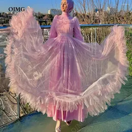 فساتين الحفلات OIMG PINK High Neck Tulle Tulle Dress A LINE LINE SLEEVE CLEEVIST ORD VORDS Orvics Italial 2024