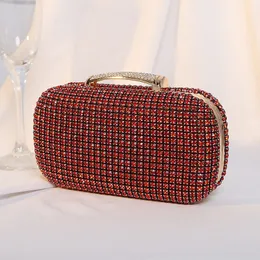 Hot New Diamond-encrusted Dinner Bags Socialite Party Dress Handmade Diamond Handbags Shiny Clutch Bags Gold Chains Top Handle Crystal Evening Fuchsia