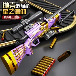 Gun Toys 2024 AWM 98K M24 Barrett Small Sniper Rifle Manual Loading Lanseringsbar skalutkastning Mjuk kula Toy Gun Children and Boys Toysl2403