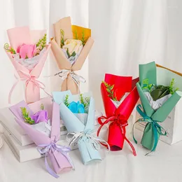 Dekorativa blommor Mini Soap Rose Bouquet Artificial Wedding Birthday Guest Presents Valentine's Day Gifts Decor Po Props