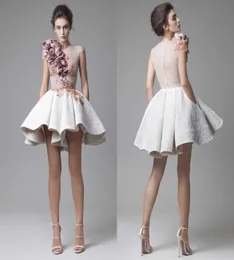 NOWOŚĆ KRIKOR JABOTIAN Krótkie sukienki koktajlowe Uderzające marszczenia 3D ręcznie robione kwiatowe aplikacje imprezowe sukienki