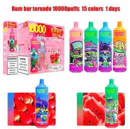 Orijinal Rum Bar 10000 Puflar 650mAh 20ml Vapes Tek Kullanımlık Puf Lectroniques Jetables Randm Tornado İngilizce