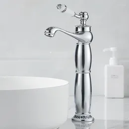 Bathroom Sink Faucets Silver Basin Ceramic Single Handle Water Taps Faucet Mixer Kitchen Garden Luxury Deck Mounted Bibcock