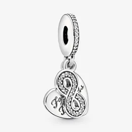 Forever Friends Heart Dangle Charm Pandoras 925 Sterling Silver Luxury Love Jewelry Charms Set Bracelet Making charms Designer Necklace Pendant Original Gift Box