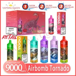 100% Original Airbomb Tornado 9000 Puff Disposable Vape Pen Electronic Cigarettes 18ml Glowing Colors Rechargeable Air-adjustable Device 9k Puffs Vape Pen