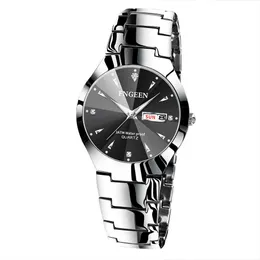 النسخة الكورية البسيطة للأزياء Tungsten Steel Color Women Women Wather Women Women Watch زوجان مضادون للماء مراقبة الرجال الكوارتز