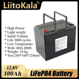 Liitokala 12.8v 100Ah LifePo4 Batteri med 100a BMS 12V 100AH ​​Batteri för Go Cart Ups Hushållsapparater Inverterare