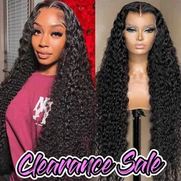 Synthetic Wigs Malaysian Deep Wave Wig 100% Human Hair Wigs Glueless 13x4 Transparent Lace Wig For Women Pre Plucked Wigs Lace Front Human Hair 240328 240327