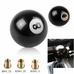 Shift Knob New Black 8 Ball Gear Shifter for Car Acrylic with M8 M10 Thread Drop Drop Dropive Automobiles Motorcycles Auto Parts T Dhfbo