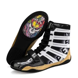 HBP Non-Brand Custom Boxing Shoes zapatillas de boxeo Professional Wrestling Fighting Weightlifting Shoe Black Male Comfortable boxing boots