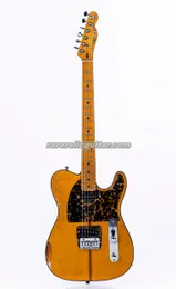 Edição Limitada Relíquia HS Anderson Madcat Mad Cat Flame Maple Top Âmbar Amarelo Guitarra Elétrica Abalone Hohner Headstock Logo, Leopard Pickguard Body Binding