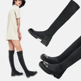 Stivali Comemore Women Sock High Boots 2021 Over the Knee Slim Eletch Fabric Talvette per piattaforma inverno Stivali Sexy Scarpe Lowheel 40