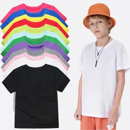 Sommer-T-Shirts für Jungen aus 100 % Baumwolle, Kinder-Oberteile, schlichte Baumwolle, Mädchen-Oberteile, 14 Farben, Teenager-T-Shirts, Kinder-T-Shirts für 1–14 Jahre, 240318