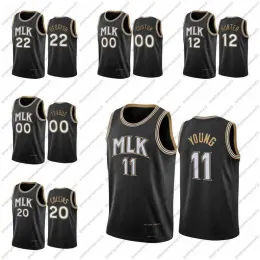 Personalizzato Uomo Donna Gioventù Atlanta''Hawks''Cam Reddish Trae Young Jeff Teague John Collins 2020-21 Hawk Basketball Reddish MLK City Jersey personalizzata