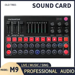 Microphones Audio Interface M9 USB Sound Card Audio Microphone Webcast Live Sound Card Extern USB Bluetooth Funktion för telefon PC Dropship