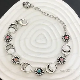 Pulseira de prata vintage duplo alfabeto cristal floral designer elegante senhoras dia dos namorados natal presentes de alta qualidade s6kj nsyc sv7j zdh1