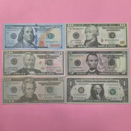 Prop Money USA Dollars Party Supples Paper for Paper Novelty Toys 1 5 10 20 50 100ドル児童授業のための偽の映画のお金