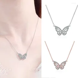 Pingentes ponykiss na moda 925 prata esterlina oco borboleta zircão gargantilhas colar para mulheres linda jóias finas charme gota
