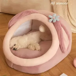 Dog House Kennel Soft Cat Bed خيمة داخلية مغلقة أفخم دافئ سلة عش نائمة مع وسادة قابلة للإزالة للحيوانات الأليفة ملحقات الحيوانات الأليفة 240315