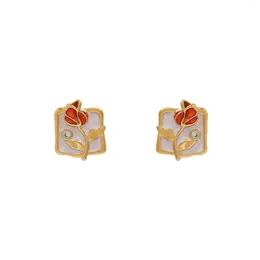 Dangle Earrings 2024 프랑스 홍콩 스타일 에나멜 로즈 여성 선물 보석 히아신스 판매를위한 고품질 섬세한 매일 착용