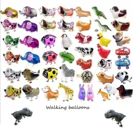 Walking Pet Balloons Animal Helium Aluminium Foil Balloon Unicorn Balloons Automatisk tätningsballong Toys Födelsedagsfest Dekoration ll