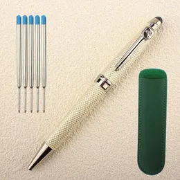 Luxury Jinhao Högkvalitativ metall Rollerball Pen Wave Brushed Gun Grey Black Ink Signature Office School Supplies
