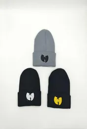 Kapaklar Şapkalar Kış Beanies Unisex Wutang Nakış Katı Siyah Örme Şapka Sıcak Hip Hop Men039S Kapak Kayak Kafataları L2210287793750