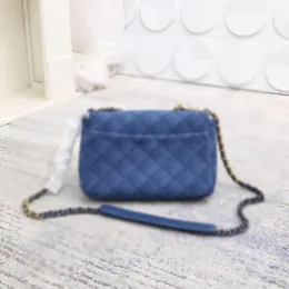 Kvinnor denim kontrollerade axelväska designer handväska gradient blå handväska klassisk dam daglig väska crossbody mode handväska