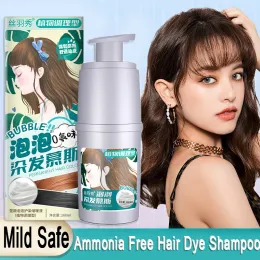 Färg ammoniakfri mousse bubbla hårfärgning schampo för täckning grått vitt hår naturligt svart/brun/blå/kastanj hårfärgkräm