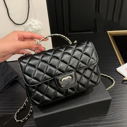 프랑스 여성 디자이너 Lambskin Rhinestone Handle Chain Bashing Bags Shw 크로스 바디 핸드백 전화 메이크업 화장품 케이스 정서 지식 4 색 20cm