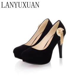 Boots LANYUXUAN PLUS New Hot Big Small 2852 Size Sale Sapato Feminino Shoes Woman Zapatos Mujer Round Toe Pumps High Heels A1